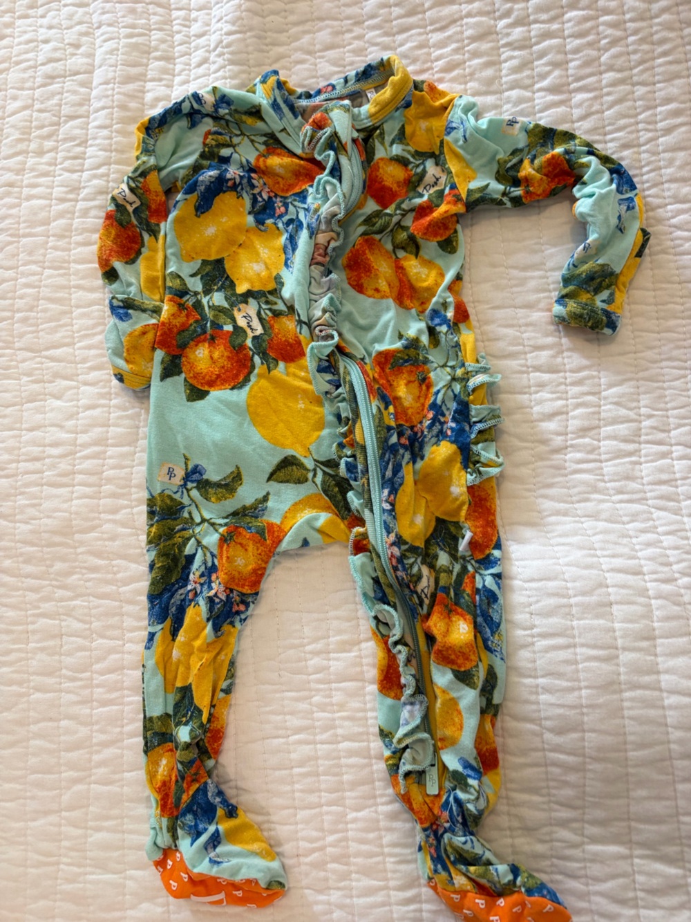 Posh Peanut Lemon Print Sleep Sack in Yellow & Aqua